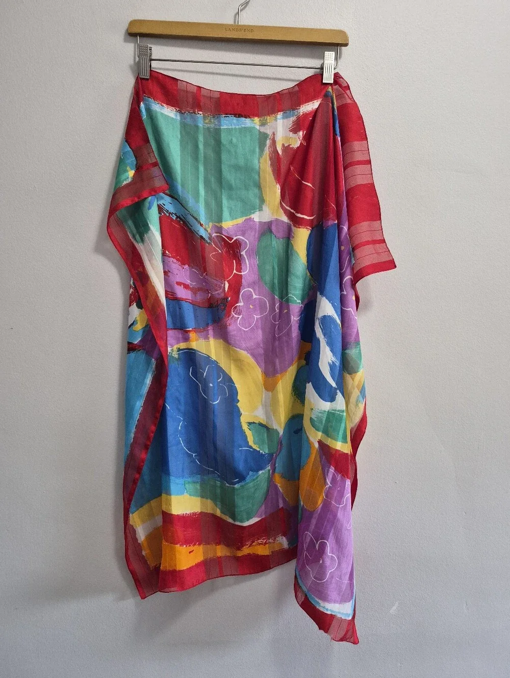 Vintage Silk Floral Atsy Abstract Colorful Scarf